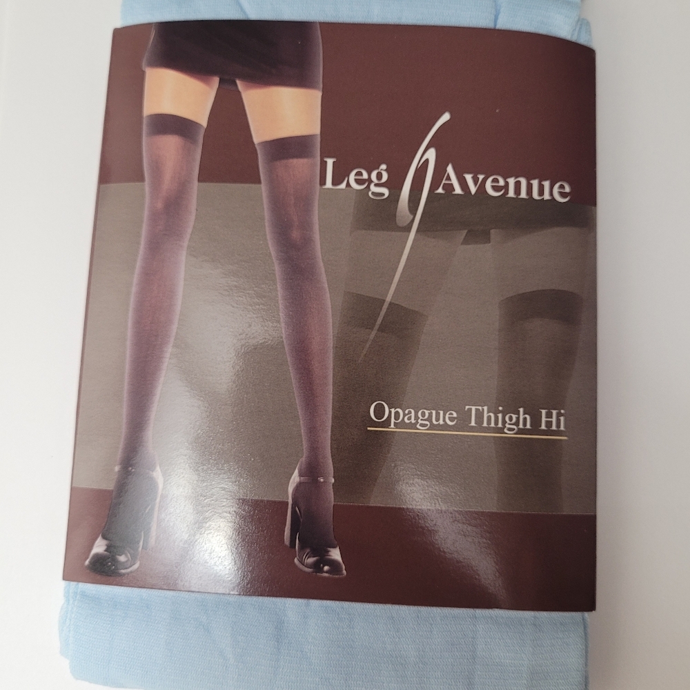 Leg Avenue Blue Opaque Thigh Highs